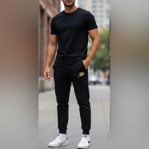 Lululemon Black Jogger Pants Zipper Back Pocket,Waist Drawstring, Ankle Cuffs, M